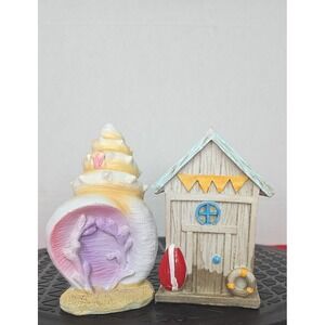 2 New Fairy Garden Beach Shell House & Wooden‎ Beach House